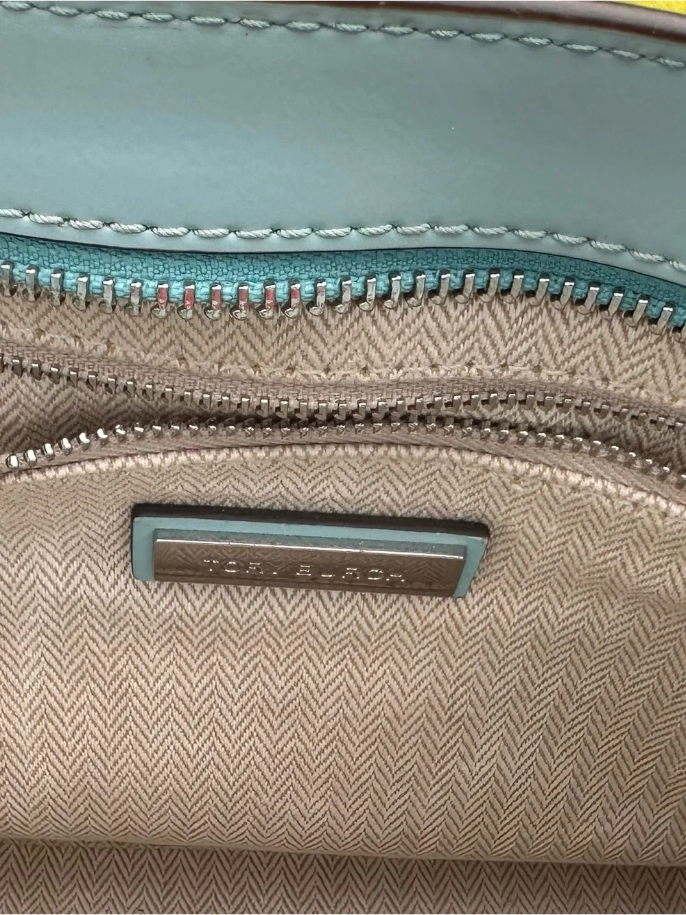 Tory Burch Mint Blue Leather Crossbody Bag
